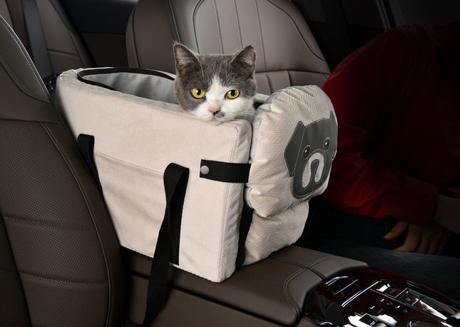 Beige Pet Car Booster Seat for Small Dogs & Cats