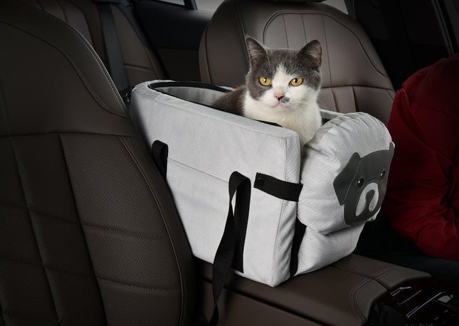 Grey Pet Car Booster Seat for Small Dogs & Cats