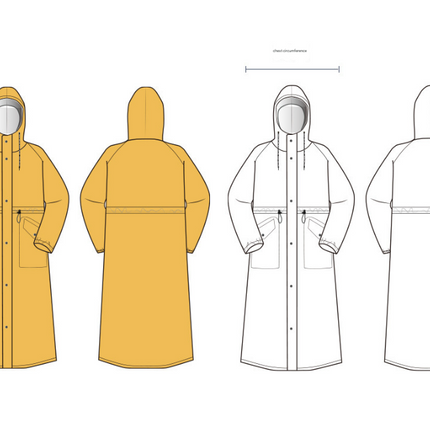 White Women's Long Waterproof Raincoat with Hood and Visor - Stylish Rain Jacket (Size - XL)