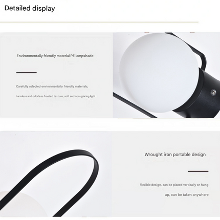 Black Portable Rechargeable LED Lantern Lamp - Touch Control 3-Color Dimmable Desk Light