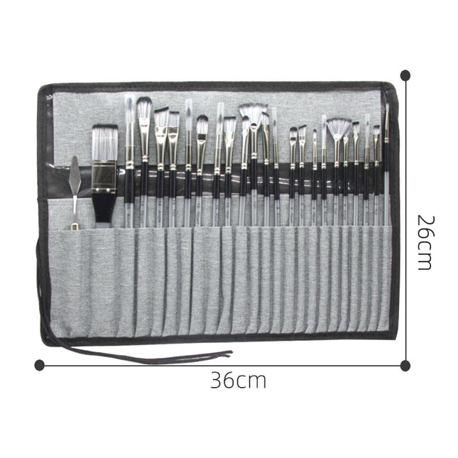 24pc Artist Paint Brush Set with Canvas Roll-Up Case – product detail