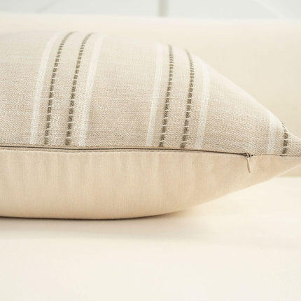 Textured Vertical Striped Pillowcases - Scandinavian Home Decor Accents (Green Stripes Pair - 45x45cm)