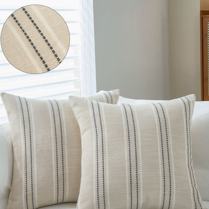 Textured Vertical Striped Pillowcases - Scandinavian Home Decor Accents (Grey Stripes Pair - 45x45cm)