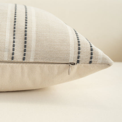 Textured Vertical Striped Pillowcases - Scandinavian Home Decor Accents (Grey Stripes Pair - 45x45cm)