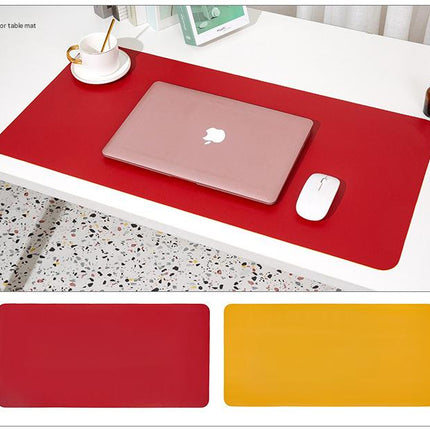 2 PCS Wine red/yellow Extra-Large Leather Table Mat for Study & Work - Pad for Students & Office Use (60x30cm)