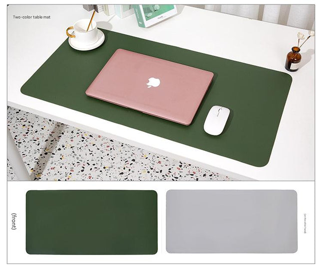 2 PCS Dark green/gray Extra-Large Leather Table Mat for Study & Work – product detail