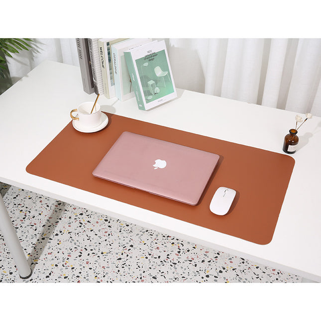 2 PCS Reddish brown/gray Extra-Large Leather Table Mat for Study & Work