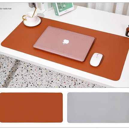 2 PCS Reddish brown/gray Extra-Large Leather Table Mat for Study & Work - Pad for Students & Office Use (60x30cm)