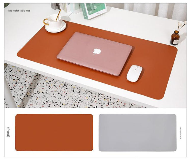 2 PCS Reddish brown/gray Extra-Large Leather Table Mat for Study & Work – product detail