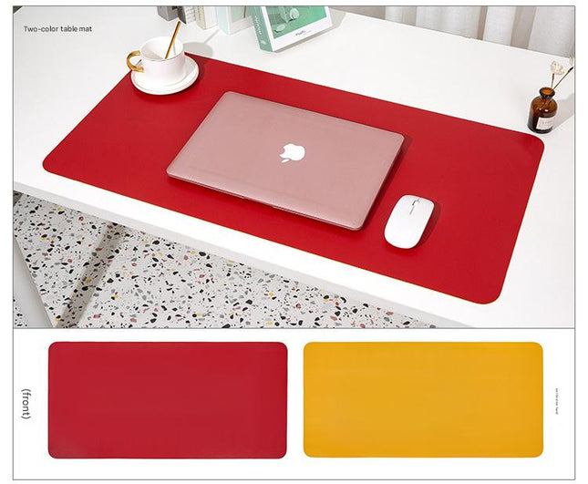 Wine red/yellow Extra-Large Leather Table Mat for Study & Work – product detail