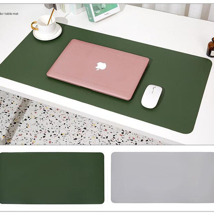 Dark green/gray Extra-Large Leather Table Mat for Study & Work - Pad for Students & Office Use (100x50cm)