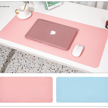 Smoky pink/light blue Extra-Large Leather Table Mat for Study & Work - Pad for Students & Office Use (100x50cm)