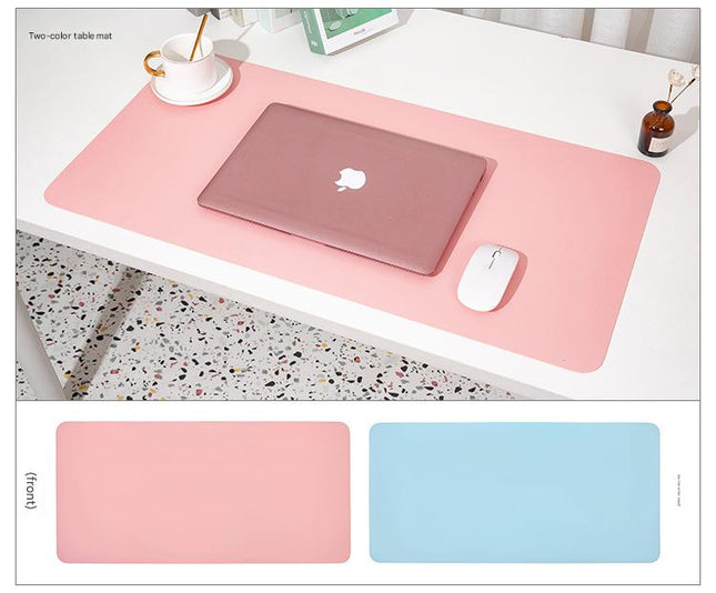 Smoky pink/light blue Extra-Large Leather Table Mat for Study & Work – product detail