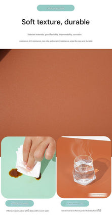 Smoky pink/light blue Extra-Large Leather Table Mat for Study & Work - Pad for Students & Office Use (100x50cm)