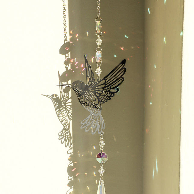 (Style A)2 PCS Hummingbird Metal Suncatcher with Crystal Accents
