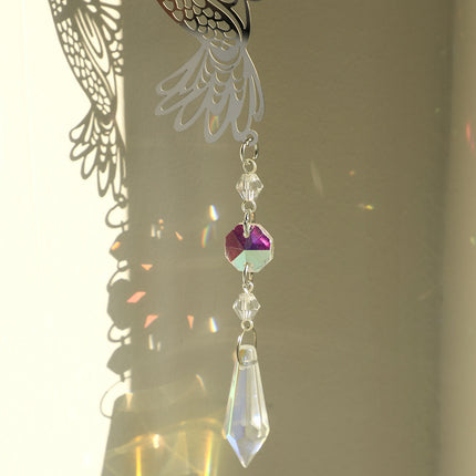 (Style A)2 PCS Hummingbird Metal Suncatcher with Crystal Accents - for Window or Wall Indoor Hanging Ornament