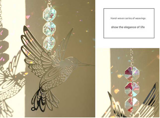 (Style B)2 PCS Hummingbird Metal Suncatcher with Crystal Accents – product detail