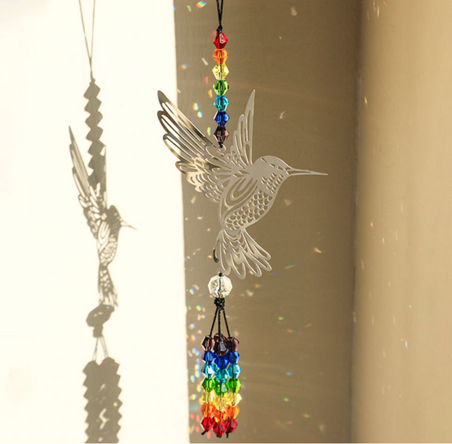 (Style C)2 PCS Hummingbird Metal Suncatcher with Crystal Accents