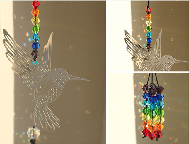 (Style C)2 PCS Hummingbird Metal Suncatcher with Crystal Accents – product detail