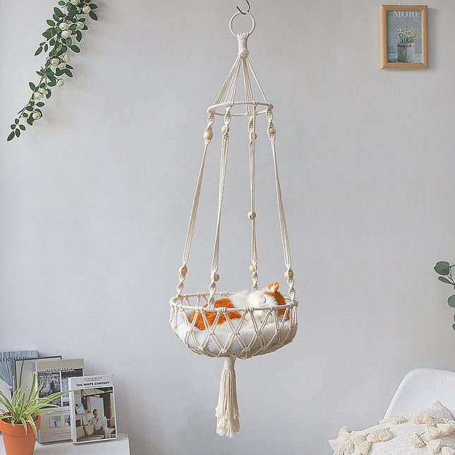 Pet Hammock for Cats with Wooden Beads