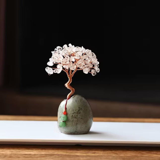 White Vintage Crystal Money Tree Figurine for Home Decoration V888-ELOSUNG26594
