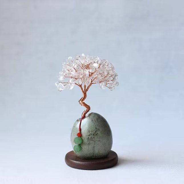 White Vintage Crystal Money Tree Figurine for Home Decoration – product detail