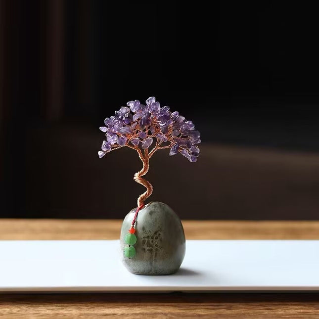 Purple Vintage Crystal Money Tree Figurine for Home Decoration V888-ELOSUNG26595
