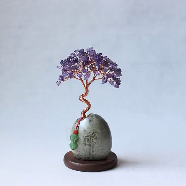 Purple Vintage Crystal Money Tree Figurine for Home Decoration – product detail