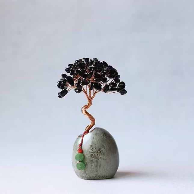 Black Vintage Crystal Money Tree Figurine for Home Decoration V888-ELOSUNG26596