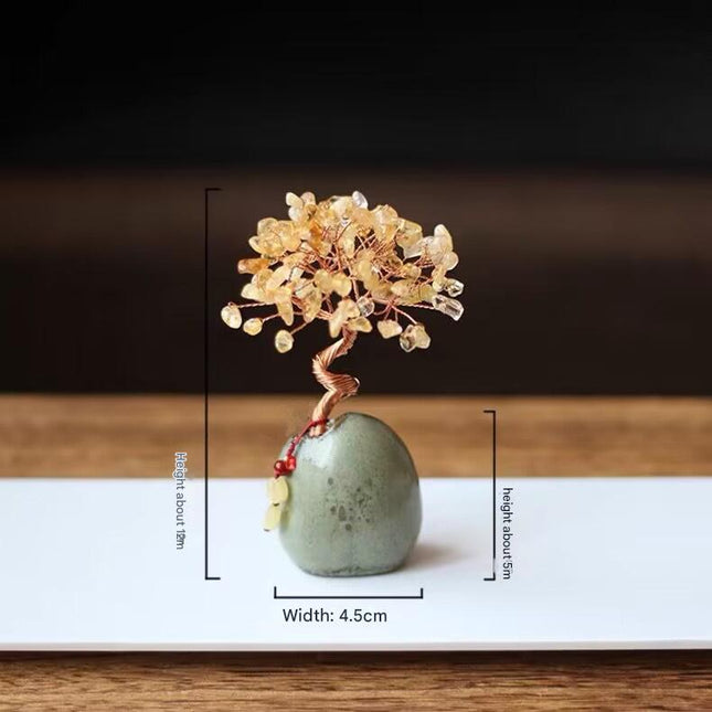 Green Vintage Crystal Money Tree Figurine for Home Decoration – product detail