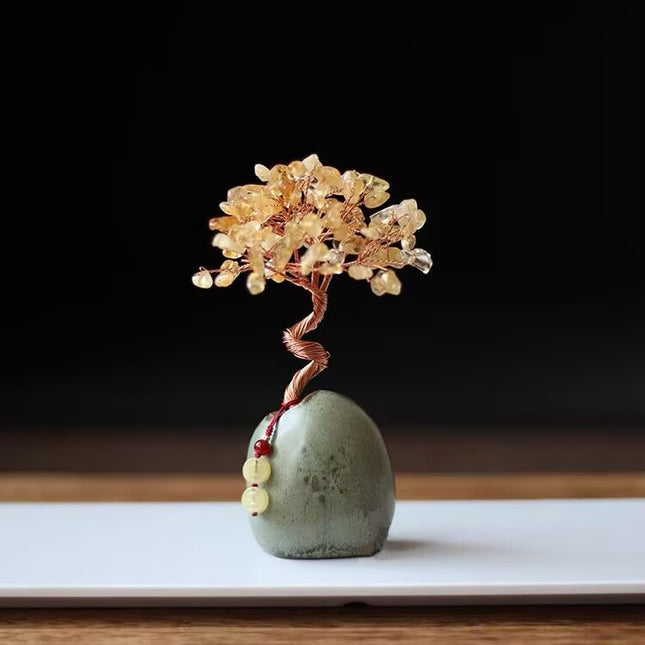 Yellow Vintage Crystal Money Tree Figurine for Home Decoration V888-ELOSUNG26598