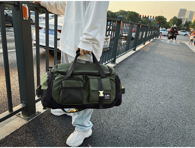 Green Unisex Travel Bag with Utility Buckles and Wet/Dry Compartments V888-ELOSUNG26600