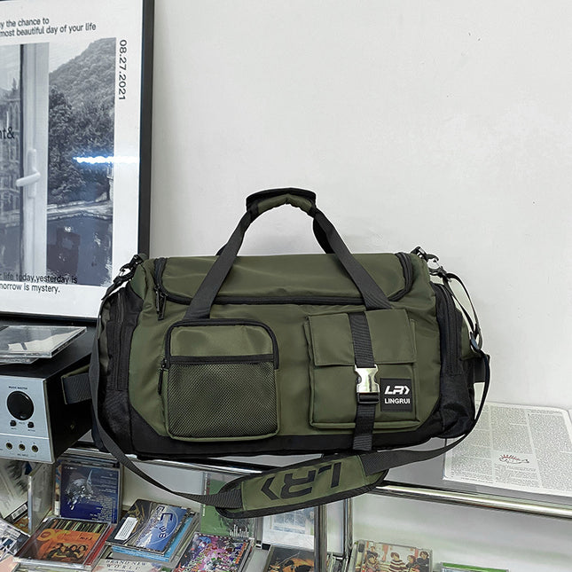 Green Unisex Travel Bag with Utility Buckles and Wet/Dry Compartments – product detail