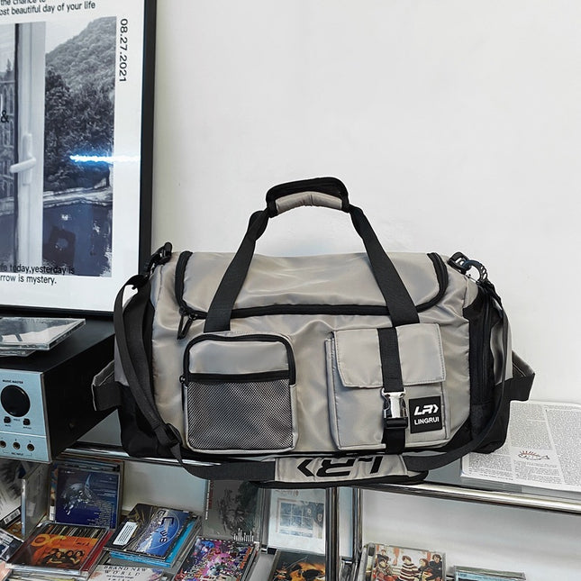 Grey Unisex Travel Bag with Utility Buckles and Wet/Dry Compartments V888-ELOSUNG26601
