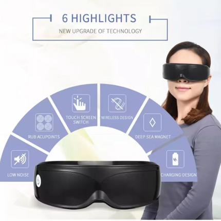 Black Touch-Control Rechargeable Heated  Eye Massager for Daily Use