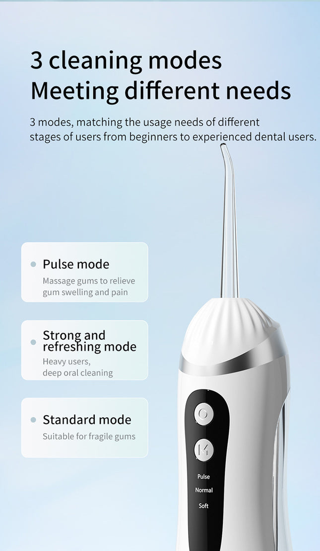 Blue Portable Ultrasonic Oral Irrigator with 3 Cleaning Modes Smart Teeth Cleaning Machine – product detail