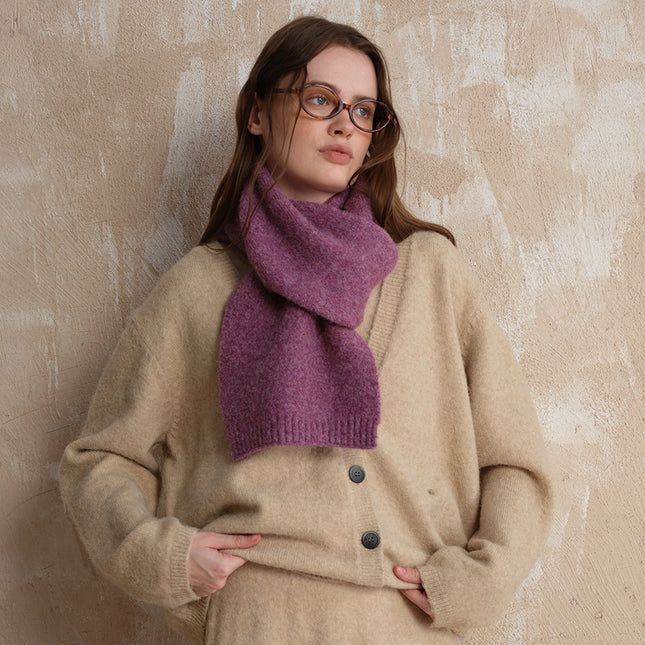 Purple Soft Wool Blend Knitted Scarf Women Men Winter Pure Color Neck Wrap (157x22cm) V888-ELOSUNG26612