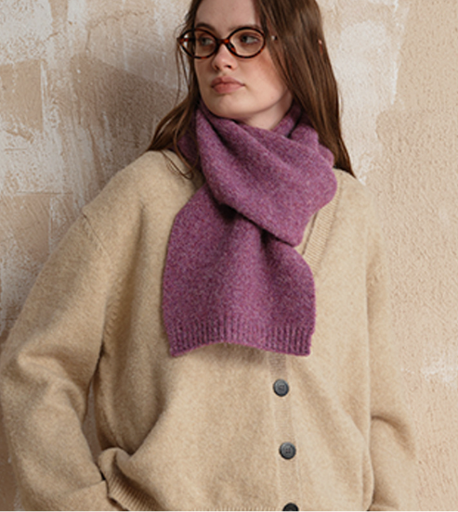 Purple Soft Wool Blend Knitted Scarf Women Men Winter Pure Color Neck Wrap (157x22cm) – product detail