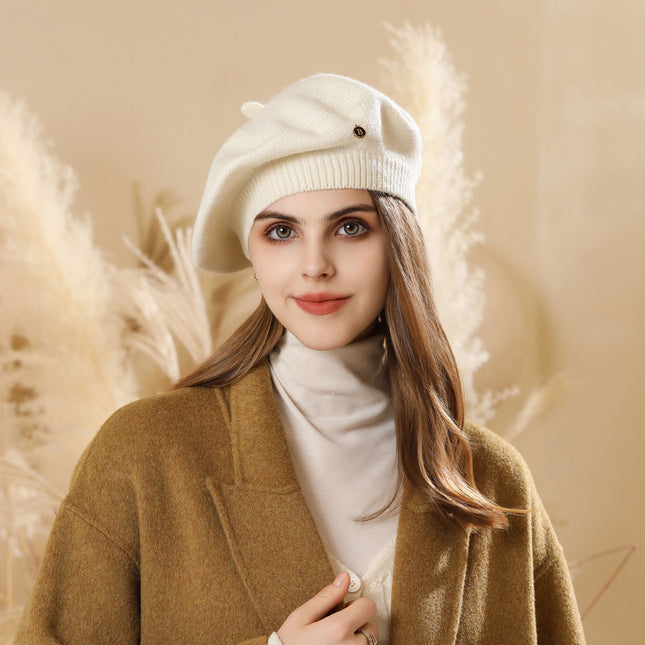 White Vintage Inspired Knitted Beret – product detail