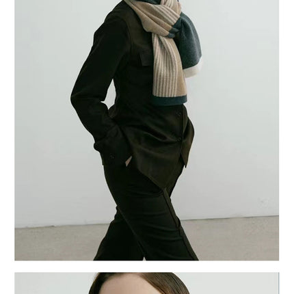 Green Elegant Color Block Striped Scarf -Men's & Women's Versatile, Winter Warmth 165x29cm
