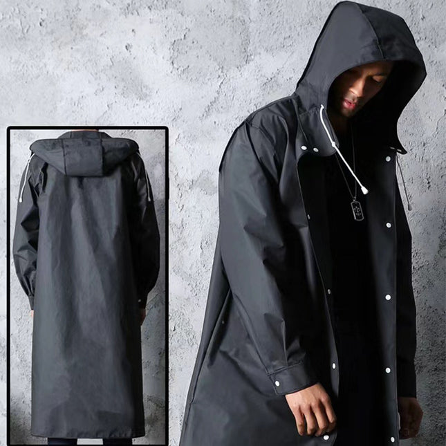 Stylish Black Trench Raincoat