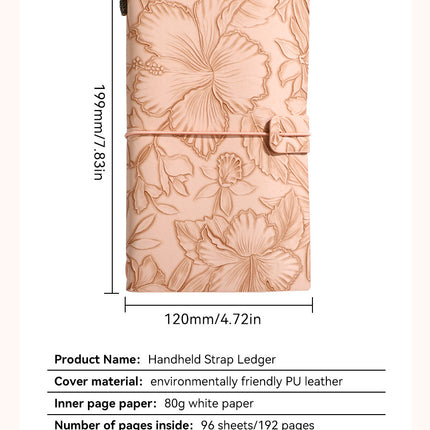Dark blue 2-Pack Vintage Floral Embossed PU Leather Journals - 192 Pages Each