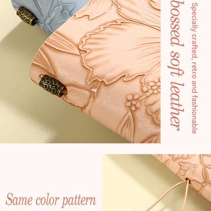 Dark blue 2-Pack Vintage Floral Embossed PU Leather Journals - 192 Pages Each