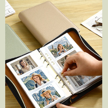 Pink PU Leather Zippered Photo Album - Holds 240 3 Prints"