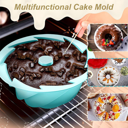 Red Non-Stick Silicone Cyclone Cake Pan Set (10 Molds) - Perfect for Desserts