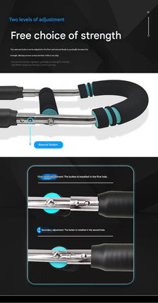 Blue Black Adjustable U-Shaped Arm Exerciser - For Home Fitness Strength Training (30kg)