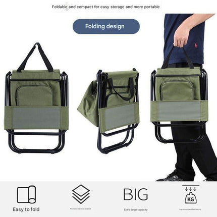 Foldable Camping Chair with Integrated 10L Insulated Cooler Bag - Camouflage color