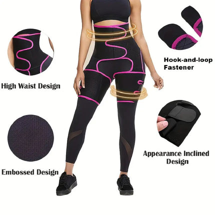Black Women's 3-in-1 Body Shaper: Waist Cincher, Thigh Slimmer, Glute Lifter - Workout Gear (Size : L/XL)