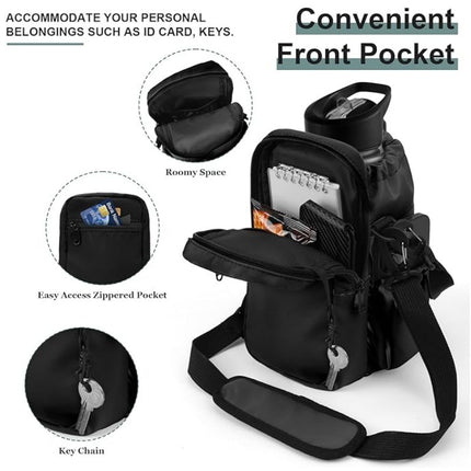 Green Portable Crossbody Water Bottle Holder with Multiple Pockets - Thermal Cooler Bag