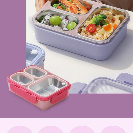 Green 3-Compartment Stainless Steel Bento Lunch Box - Leak-Proof, for Kids & Adults for School & Office
